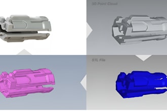 reverse engineer replacement parts, scan to cad and stl to step with solidworks