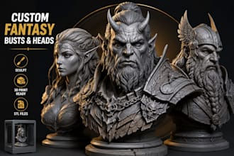 sculpt custom fantasy character busts and heads as stl files for 3d printing