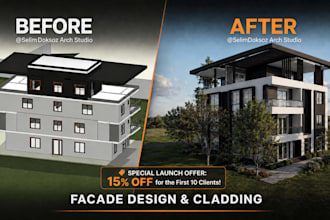 do exterior design and facade 3d rendering