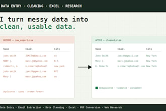 do data entry, web research and excel work