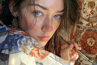 draw a watercolor portrait, sketch from photos