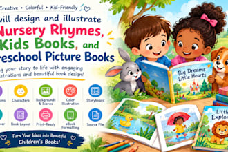 design and illustrate nursery rhymes, kids books, and preschool picture books