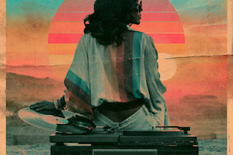 design a vintage album cover with a retro aesthetic