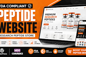 build fda compliant peptide website, research peptide store, wordpress
