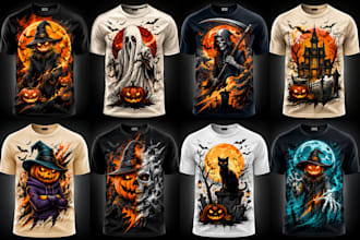 design a custom halloween and thanksgiving t shirt