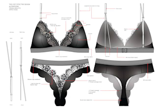 design lingerie, bikini, swimwear tech packs and cad flats