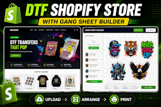 build a dtf printing shopify store with gang sheet builder
