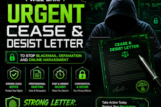draft cease and desist letter for blackmail defamation harassment online threat