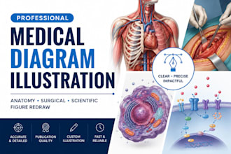 do medical diagram illustration for anatomy, surgical, scientific figure redraw