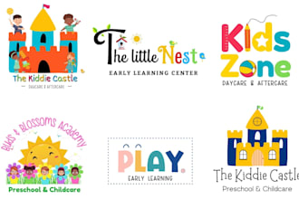 design childcare daycare education preschool baby store children toy shop logo