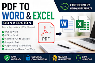 convert PDF to word or excel manually