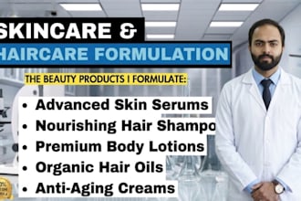 do organic cosmetic formulation, skincare recipe, haircare and perfume creation