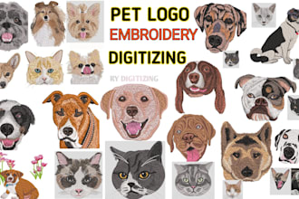 digitize embroidery designs for your dog cat and pet fast