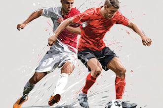 draw manual vector illustration football or sports players