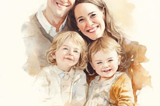 custom watercolor family portrait