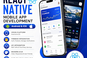 develop a professional react native mobile app for android and ios