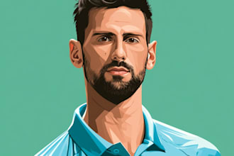 draw minimalist portrait sports cartoon illustration