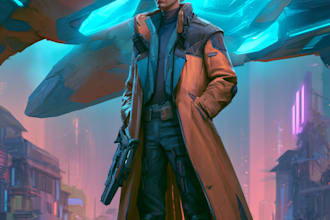 draw a sci fi character illustration or sci fi character