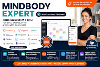 setup mindbody, vagaro, zenoti CRM, booking system, spa and gym website
