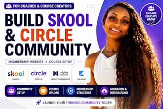 build coach skool community, circle membership website setup skool online course