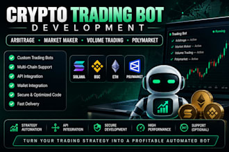 make volume trading arbitrage market maker bot on solana bsc eth polymarket