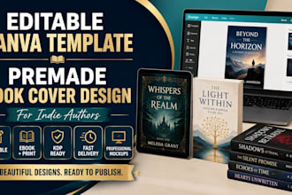 design editable canva template for indie authors, premade book cover design
