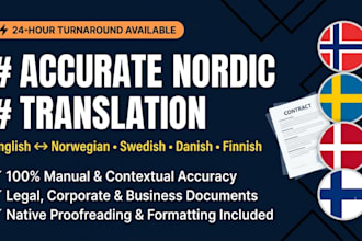 translate english documents to swedish, norwegian, finnish