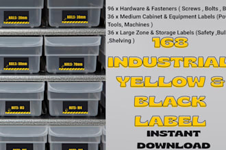 design a complete garage and workshop organization label bundle