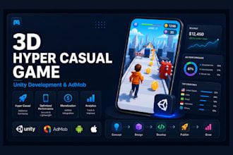 developer a 3d hyper casual mobile game development in unity with admob