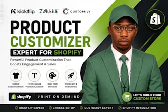 setup kickflip zakeke customily product configurator for shopify print on demand