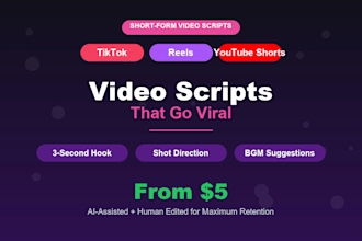 write viral short form video scripts for tiktok reels and shorts