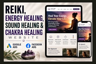 design reiki, energy healing, sound healing, chakra healing website facebook ads