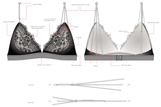 design lingerie, bikini, swimwear tech packs and cad flats