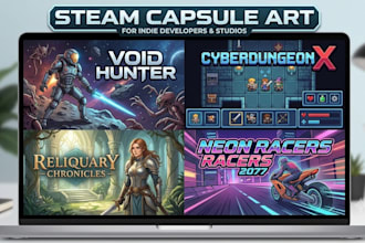 create steam capsule art, game cover art, and steam store banner