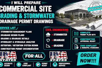prepare commercial site grading and stormwater drainage permit drawings