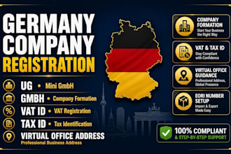assist with germany company registration vat virtual office address ugh gmbh