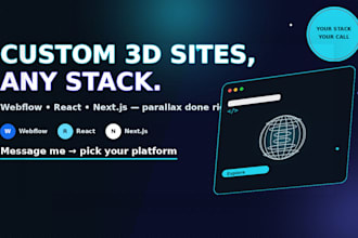 build custom next js, react, 3d webflow interactive website parallax animation