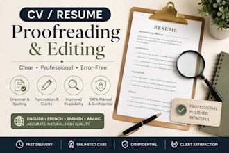 edit proofread and improve your CV, resume and cover letter