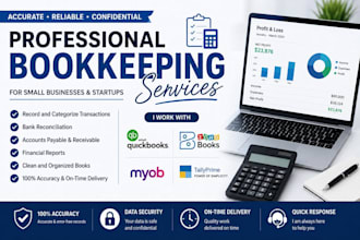 do bookkeeping in quickbooks, zoho books, myob and tally prime