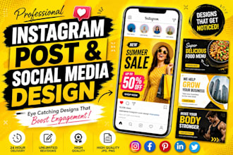desing eye catching intagram posts and social media graphics