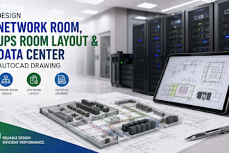 design network room, ups room layout and data center autocad drawing