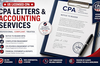 write US CPA letter, CPA income verification, ownership and employment letter
