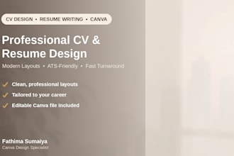 design a professional, modern CV or resume in canva