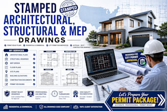 create architectural floor plans, blueprints, mep drafting and permit ready draw