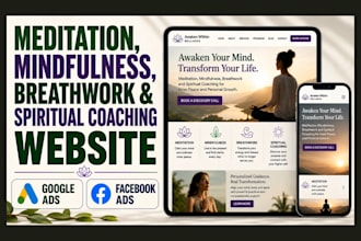 design meditation, mindfulness, breathwork, spiritual coaching website meta ads