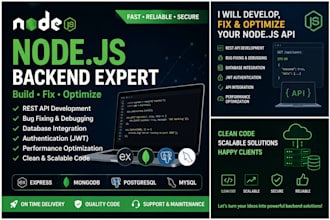 develop fix  debug your node js express backend API