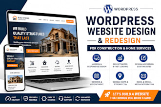 basic website design or redesign construction, contractor, roofing, cleaning