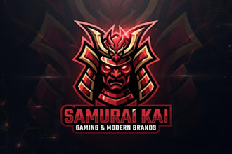 design a bold samurai logo for gaming and modern brand