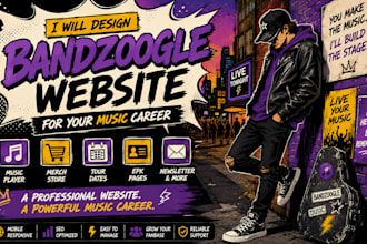 bandzoogle store, design bandzoogle music website, bandzoogle page, merch store