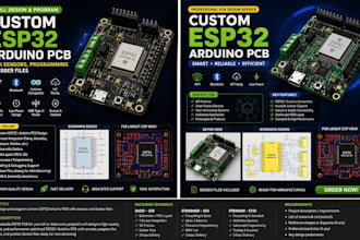 design  custom esp32 arduino pcb with sensors and gerber files